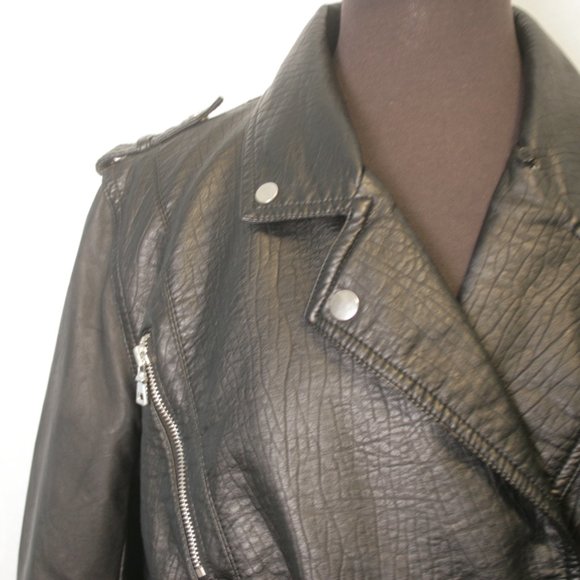 Synthetic Leather Bomber Jacket - Picture 4 of 6
